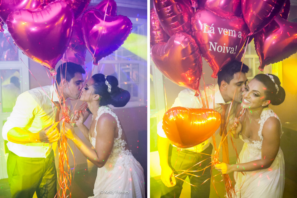 Fotografia Casamento RJ festa pista de danca balao de coracao vermelho beijo dos noivos